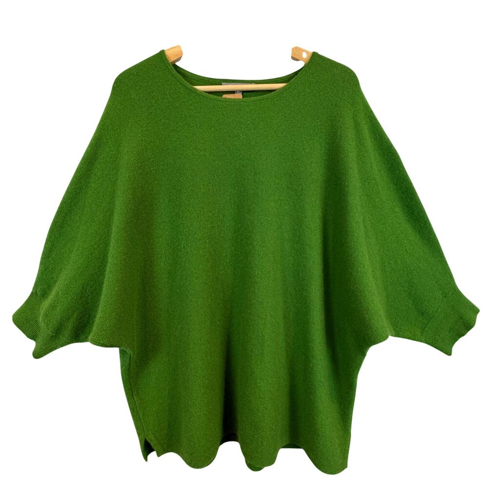 100% Cashmere Neiman Marcus Mossy Green Batwing Sweater Size XL